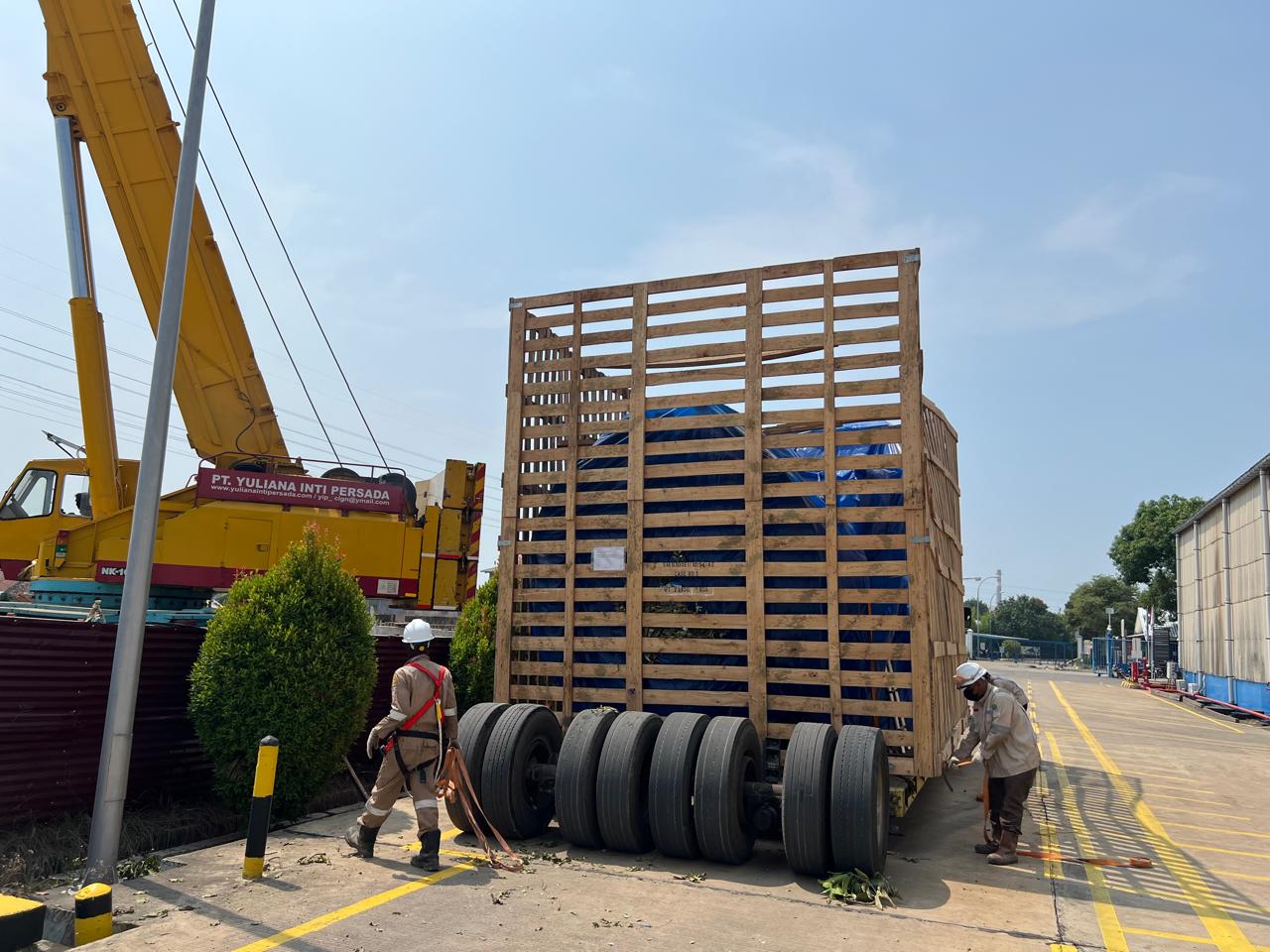 PAL covered cargo transport documentation on paved yard